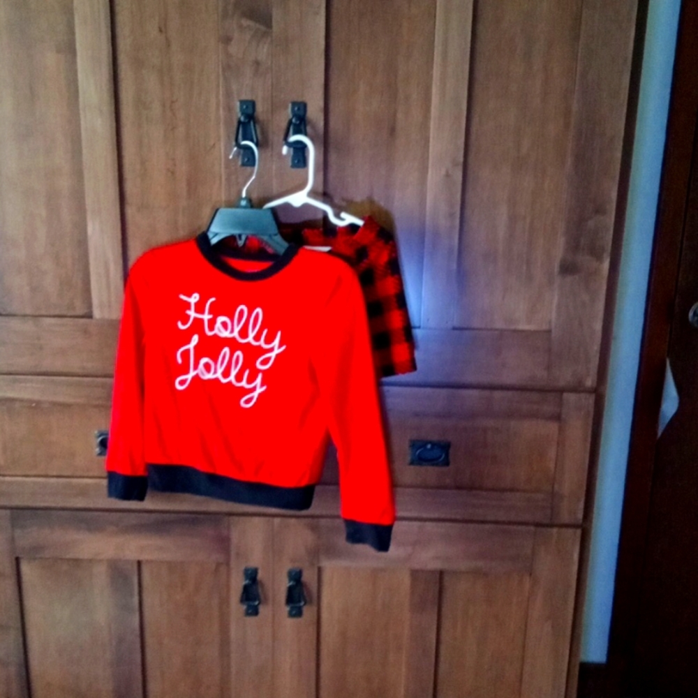 Tahari Girl PJ Set Red And Black Kid Size 7-8